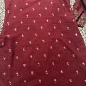 Elegant Maroon Floral Dress
